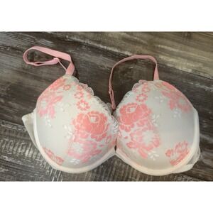 Parisian Intimates 36D Ivory Coral Floral Lace Padded Underwire Bra